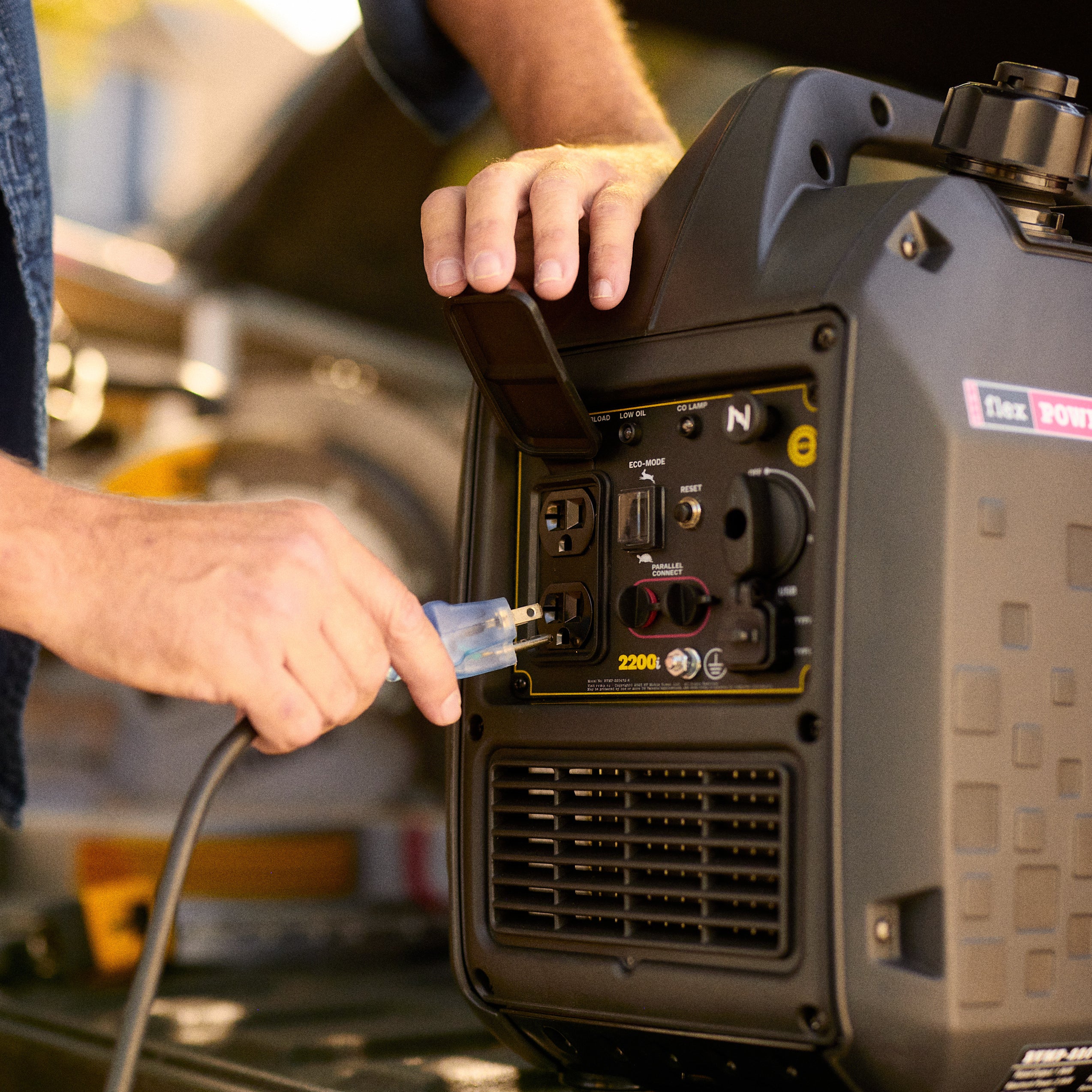 FlexPower® Super Quiet Portable Inverter Generator with CO Auto-Shutoff