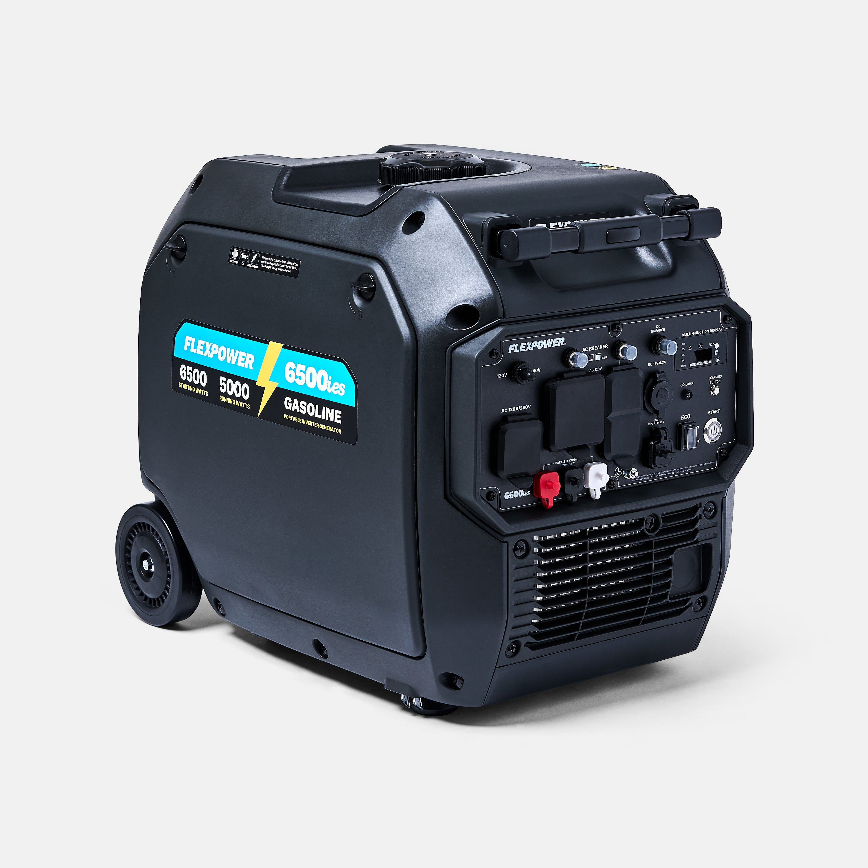 Preorder - FlexPower® 6500ies Quiet Inverter Generator with Electric Start. Built for RVs, Tailgates & Backup