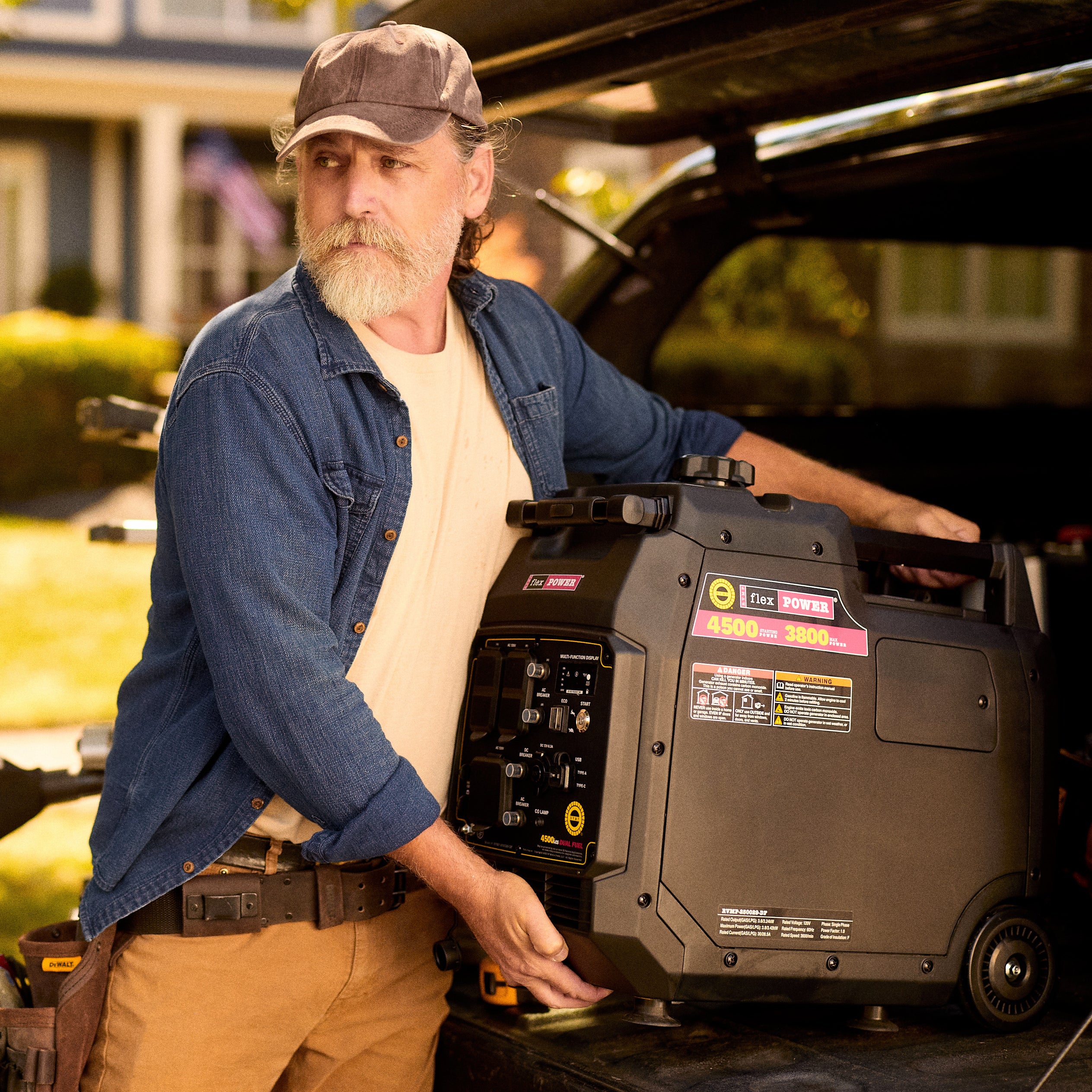 FlexPower® Super Quiet Portable Inverter Generator Series with CO Auto-Shutoff Safety | Electric or Recoil Start | Built for RVs, Tailgates & Home Backup