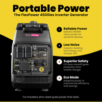 FlexPower® 4500ies Quiet Inverter Generator with Electric Start. Built for RVs, Tailgates & Backup