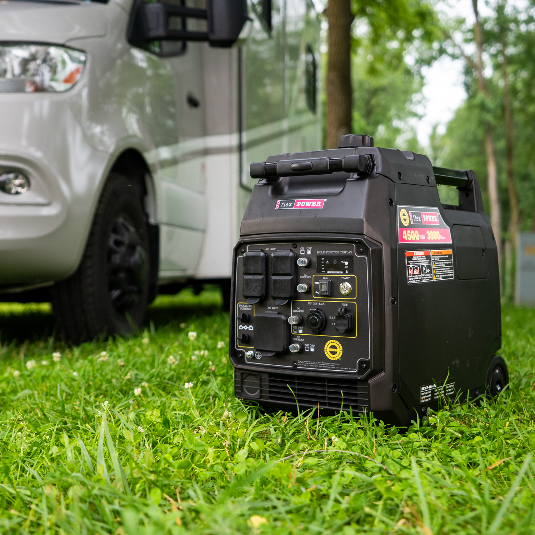 FlexPower® 4500ies Quiet Inverter Generator with Electric Start. Built for RVs, Tailgates & Backup